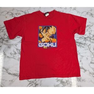 Rare Vintage Dragon Ball Z Goku Graphic T-Shirt Red Kids Size M 2000s Anime